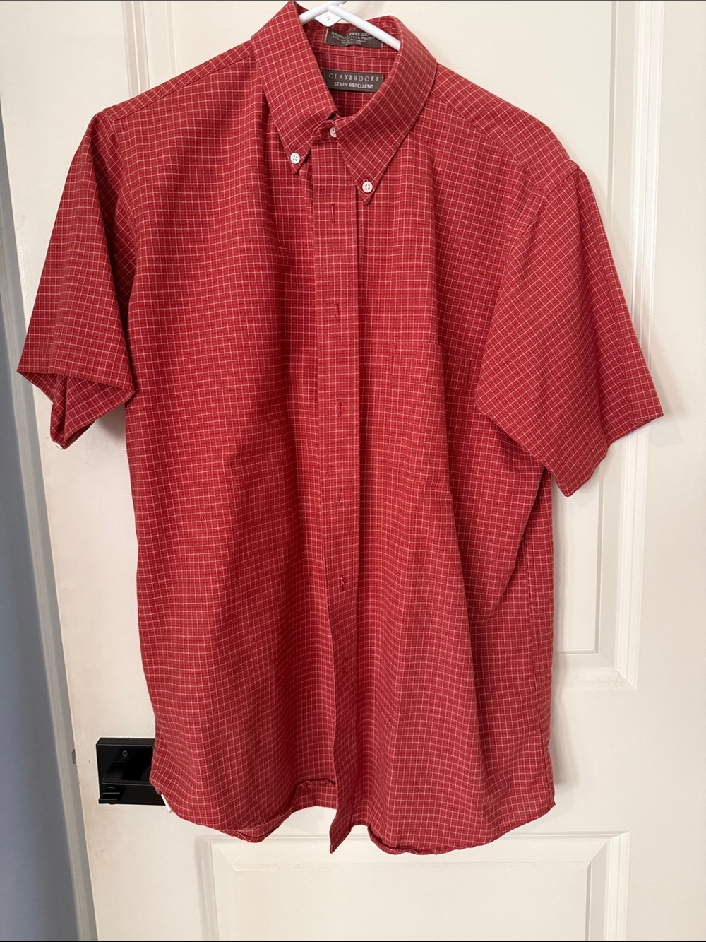 Claybrooke Short-Sleeve Button-Down Shirt in Red Windowpane